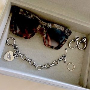 Juicy Couture Y2K Flat Heart Charm Bracelet Silver